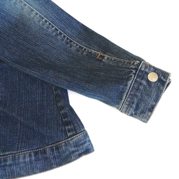 BCBGMAXAZRIA Ombre Denim Long Sleeve Zip Up Fitted Blue Jean Jacket Blazer XS - Picture 14 of 16